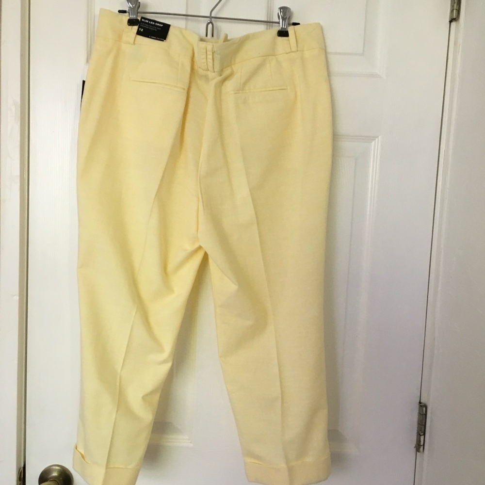 Larry Levine Yellow Crop Capri Slim Leggings Size 12 - Picture 3 of 6